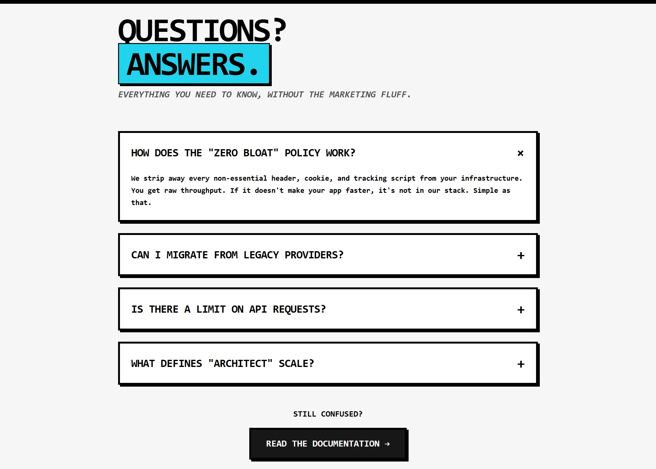Faq SaaS Brutalist