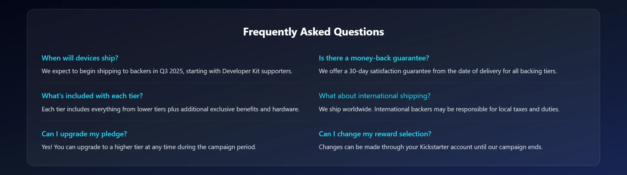 Faq Kickstarter Dark