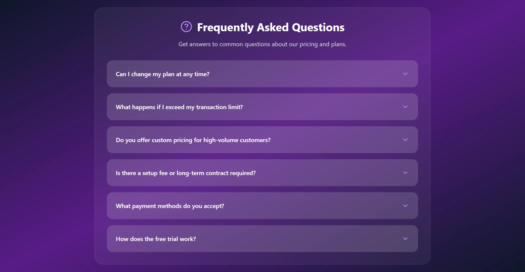 Faq Fintech Glassmorphism