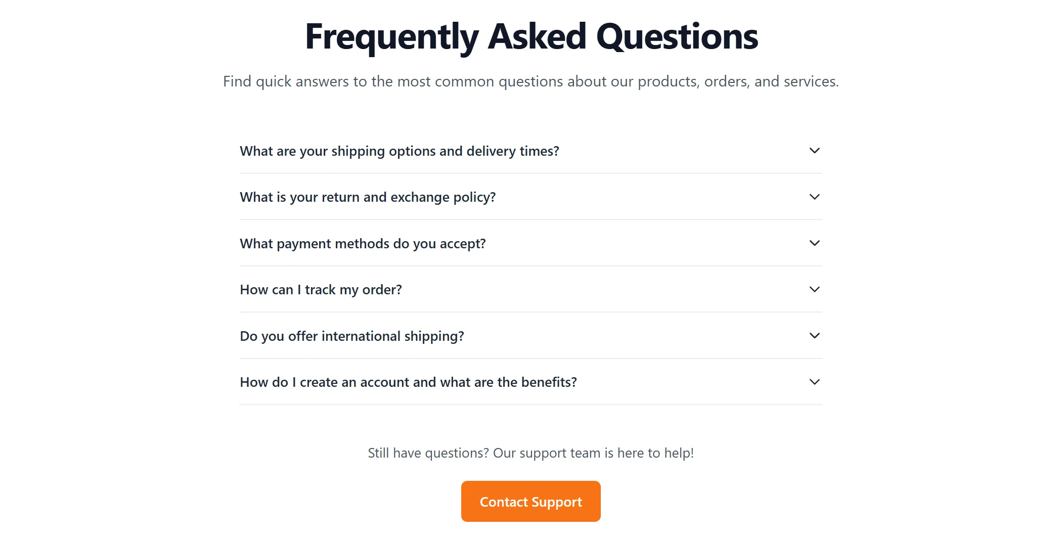Faq E-commerce Modern