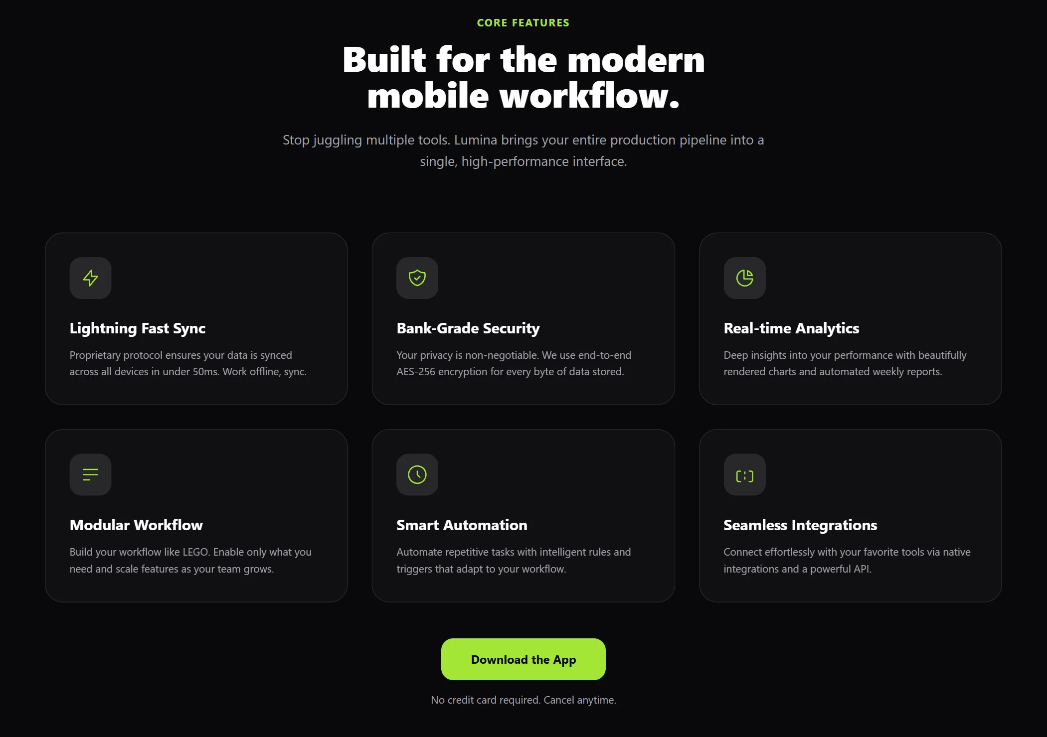 Feature Mobile App Dark