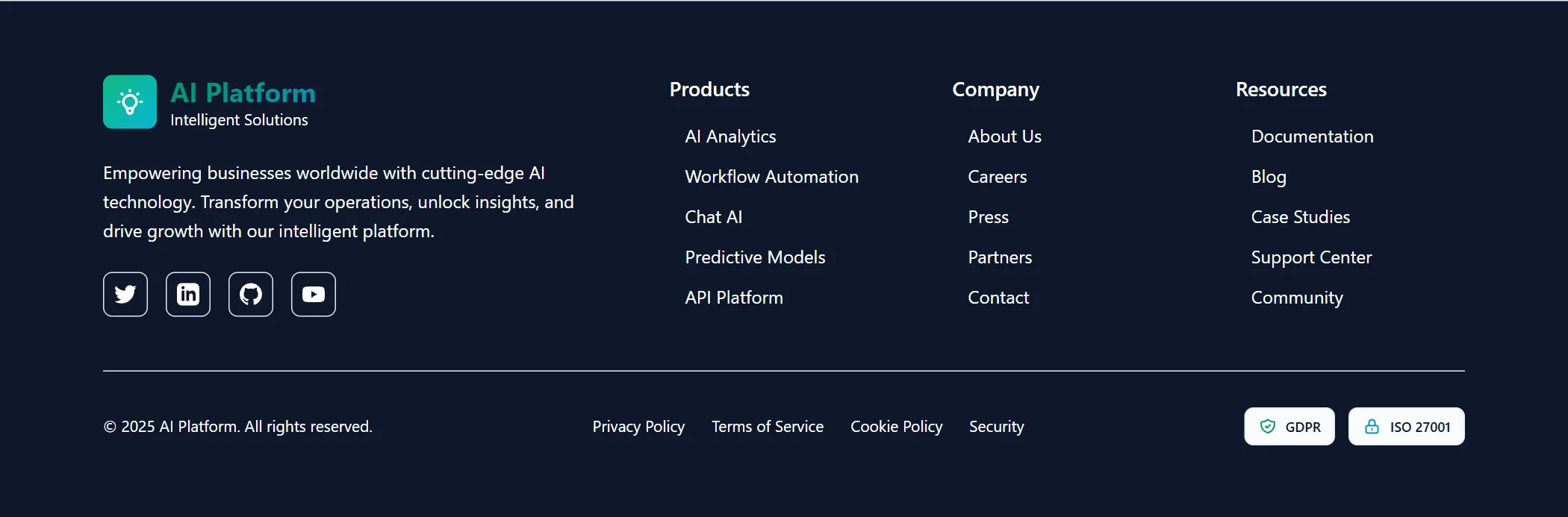 Footer Artificial Intelligence Corporate