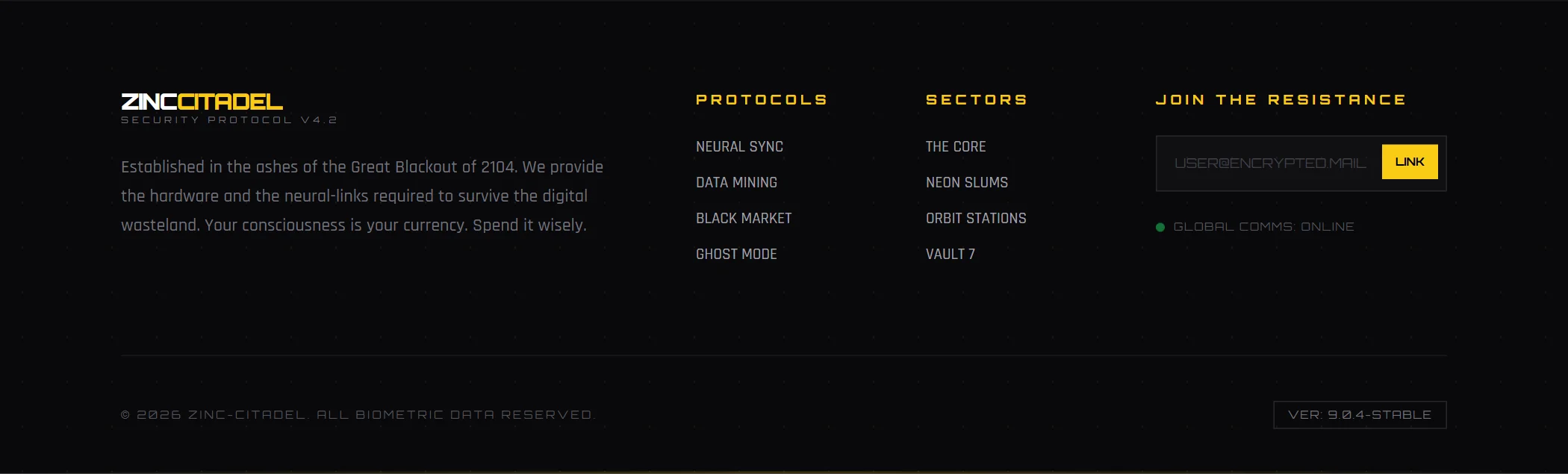 Footer Gaming Futuristic