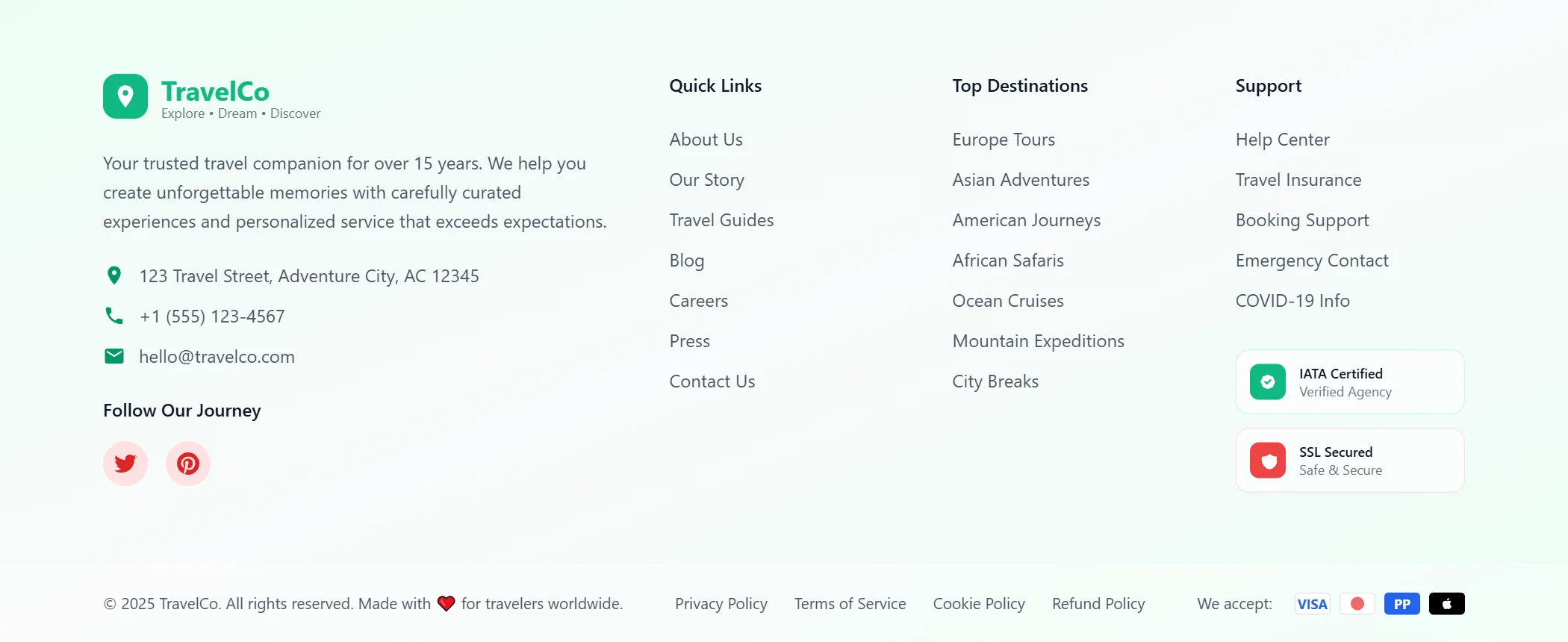 Footer Travel Light