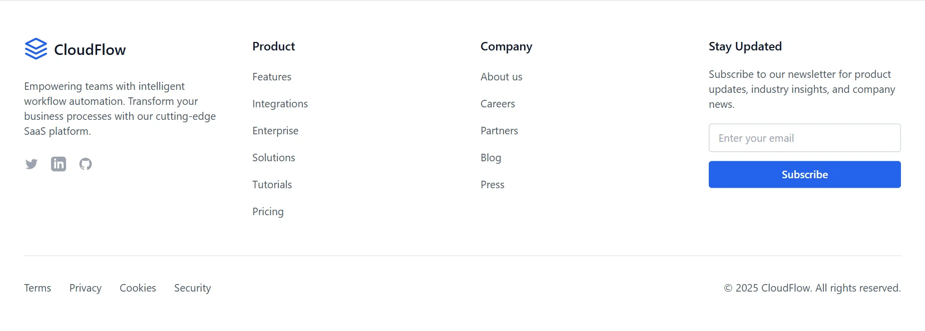 Footer SaaS Minimal