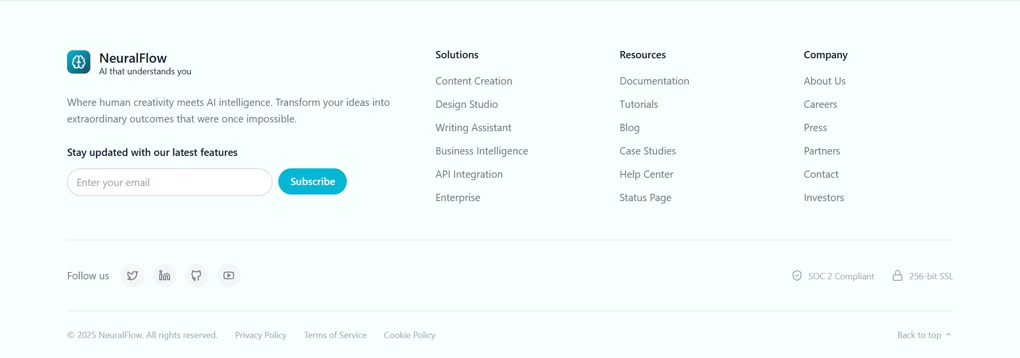 Footer Artificial Intelligence Modern