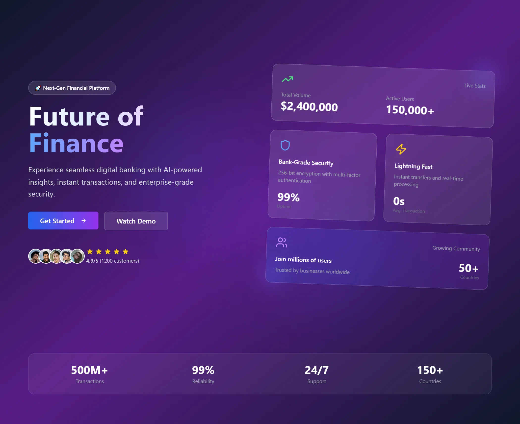 Hero Fintech Glassmorphism