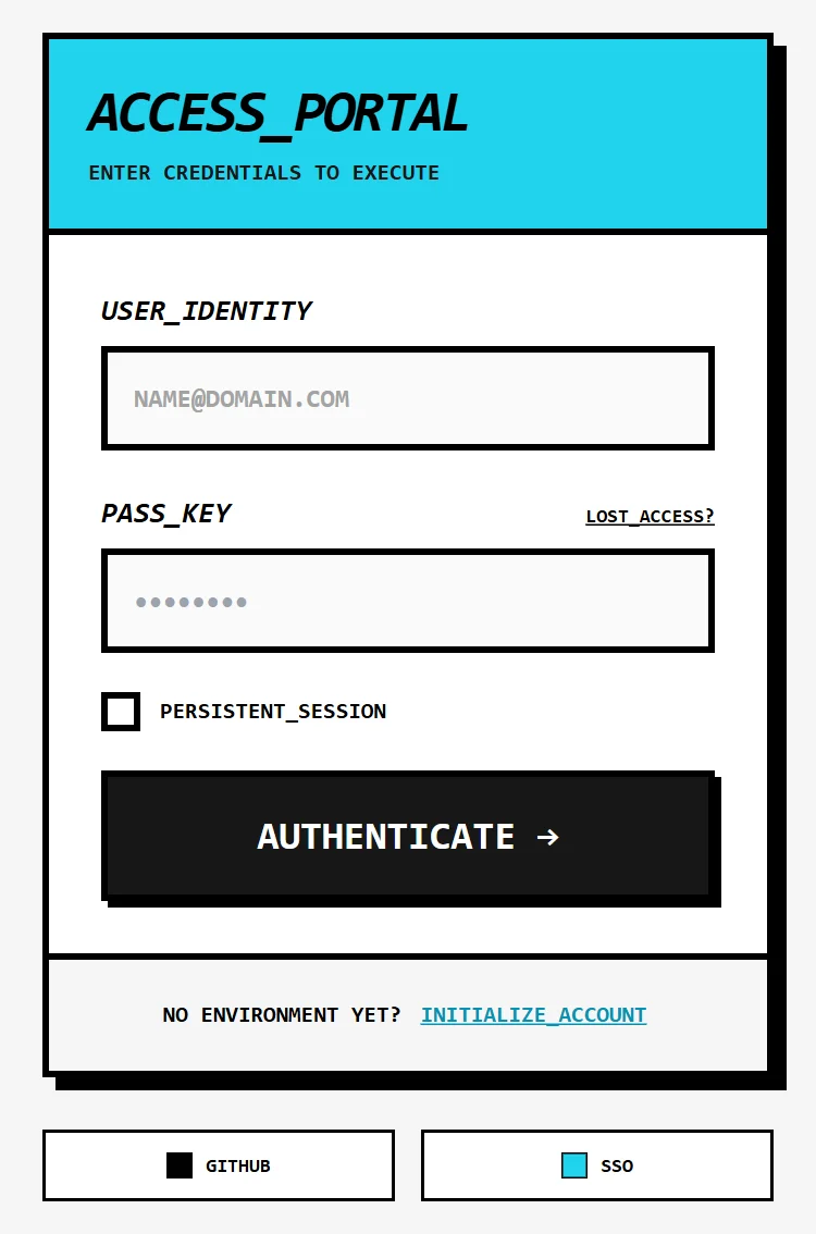Login SaaS Brutalist