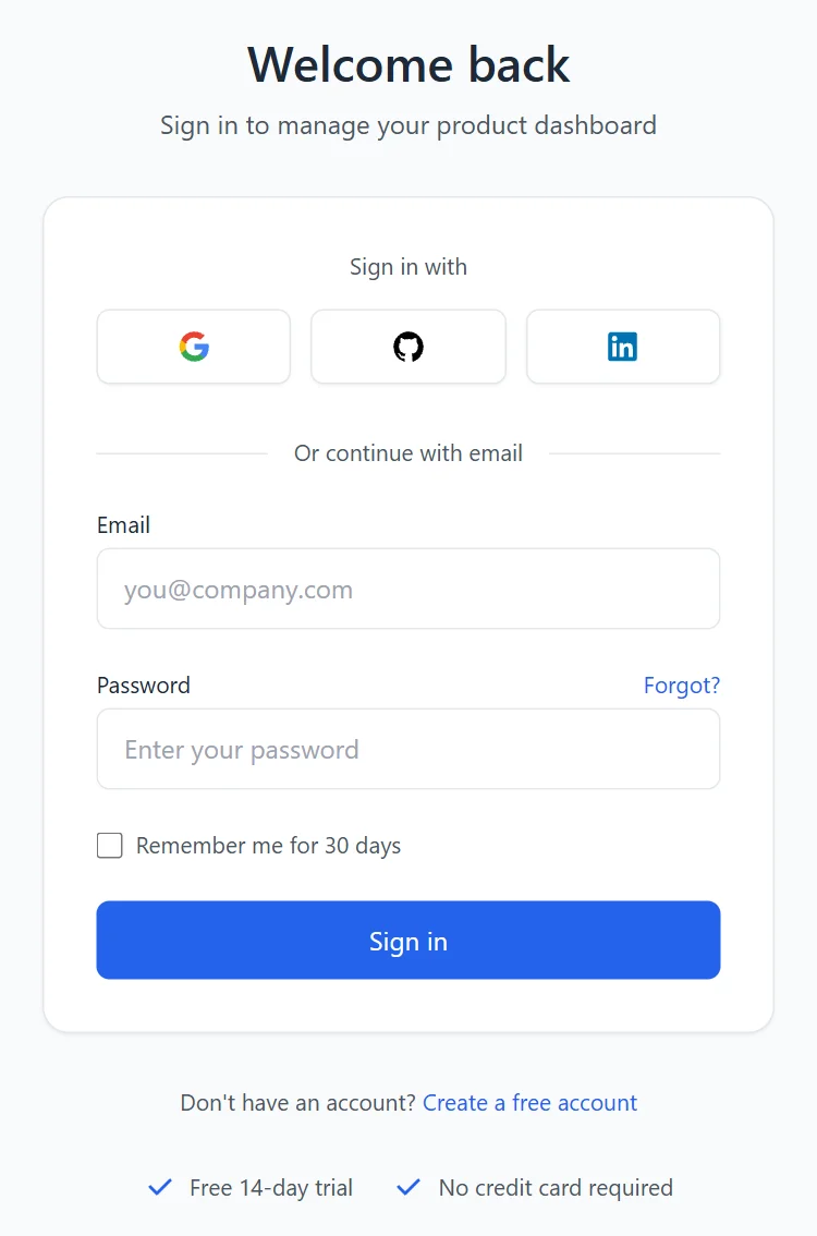 Login Product Light