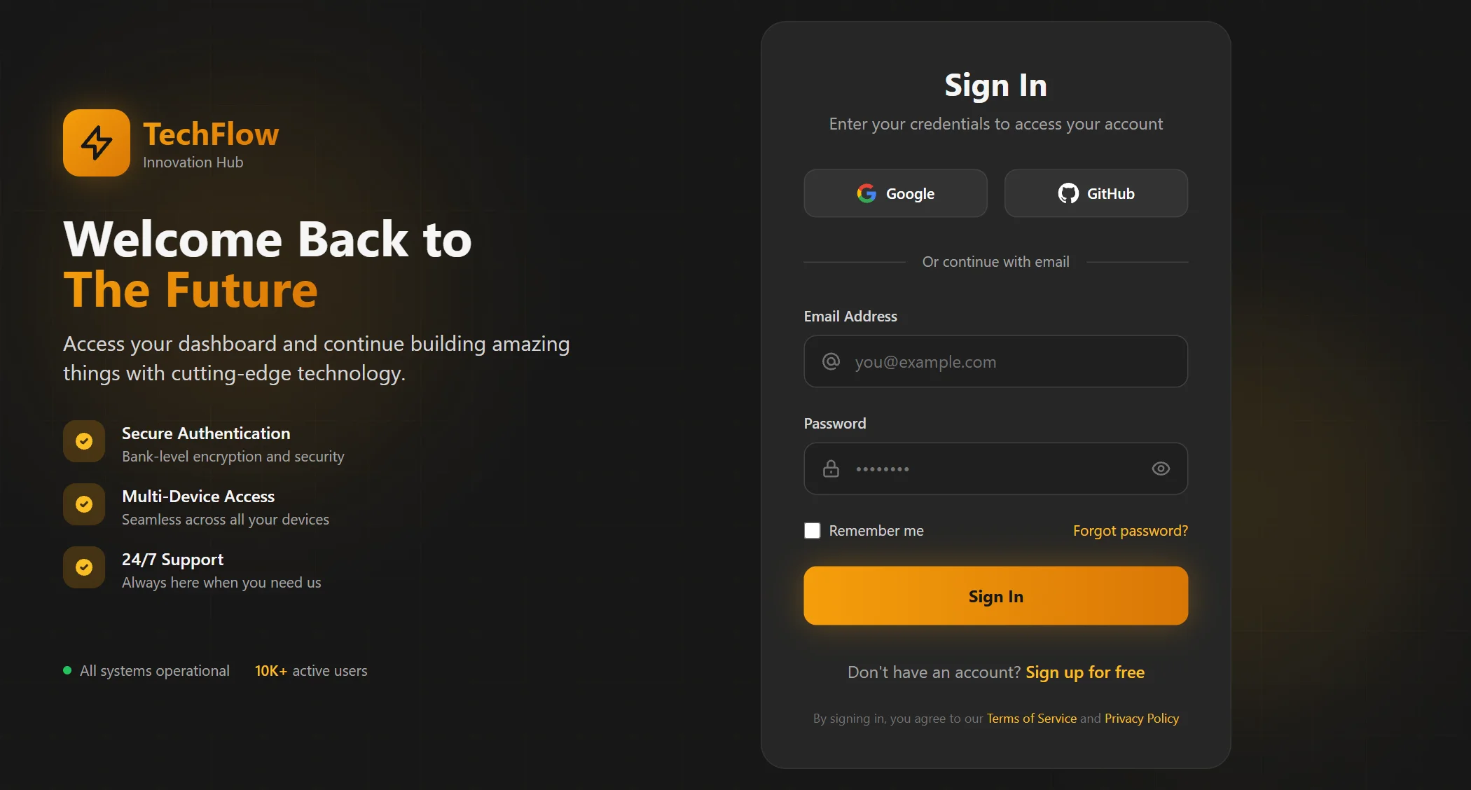 Login Technology Modern