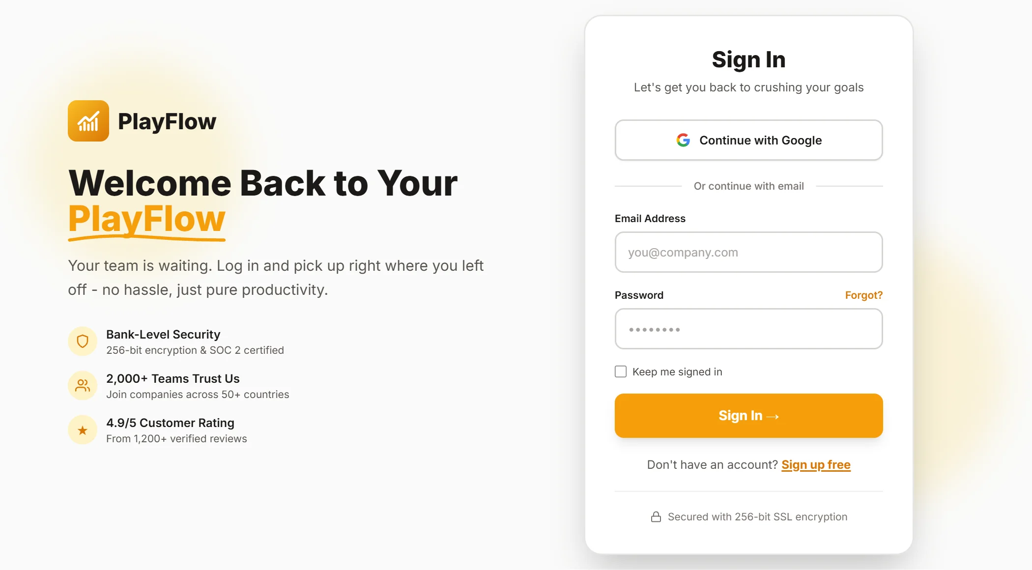 Login SaaS Playful