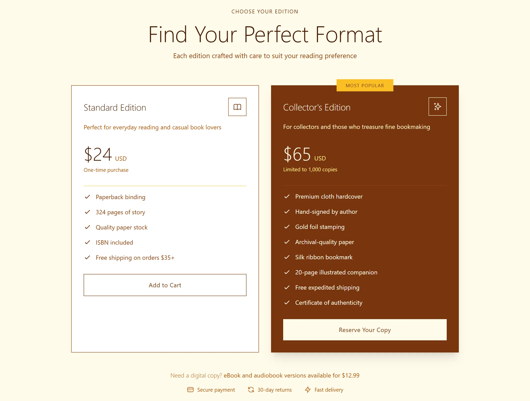 Pricing Book Minimal