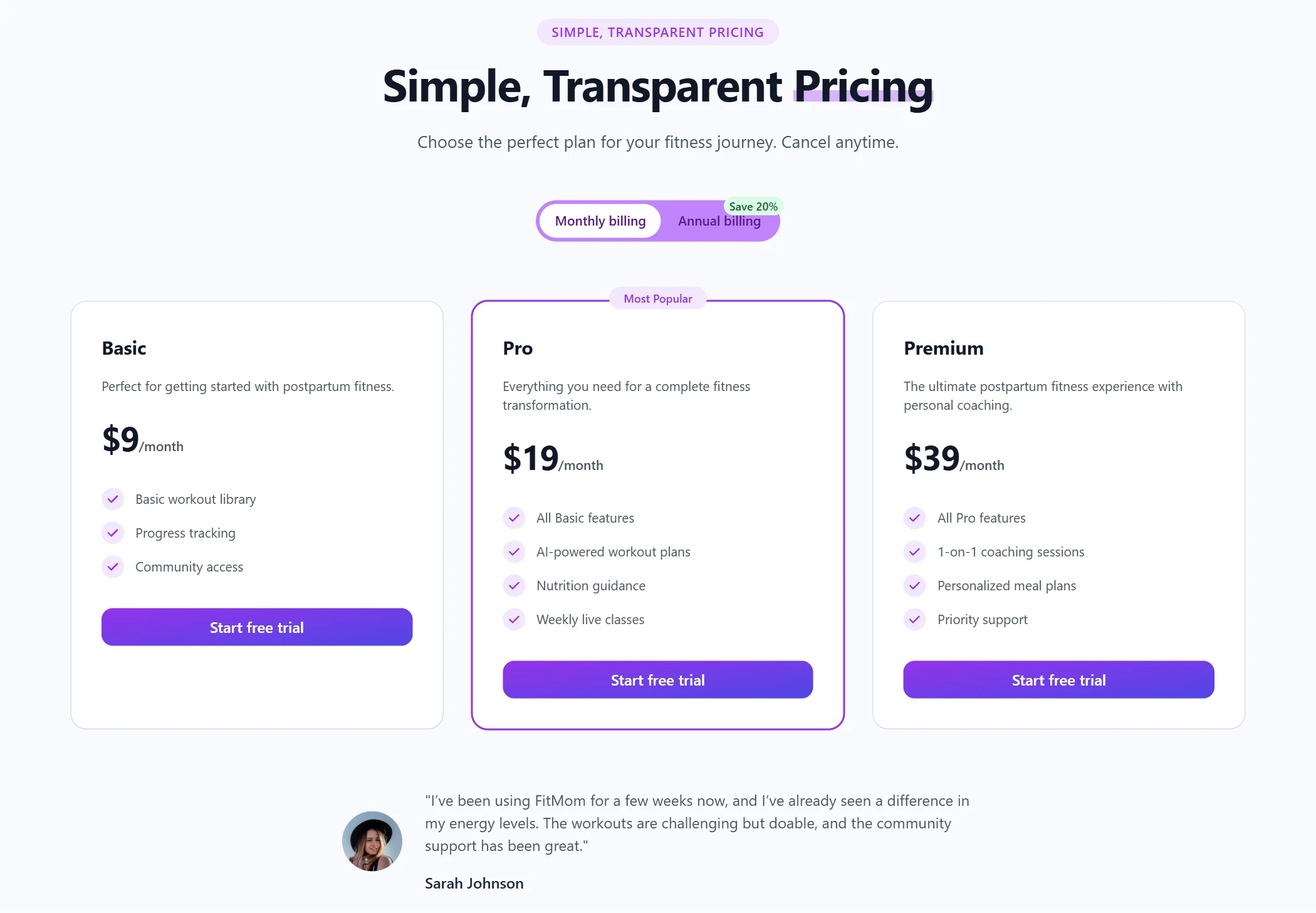 Pricing Mobile App Minimal