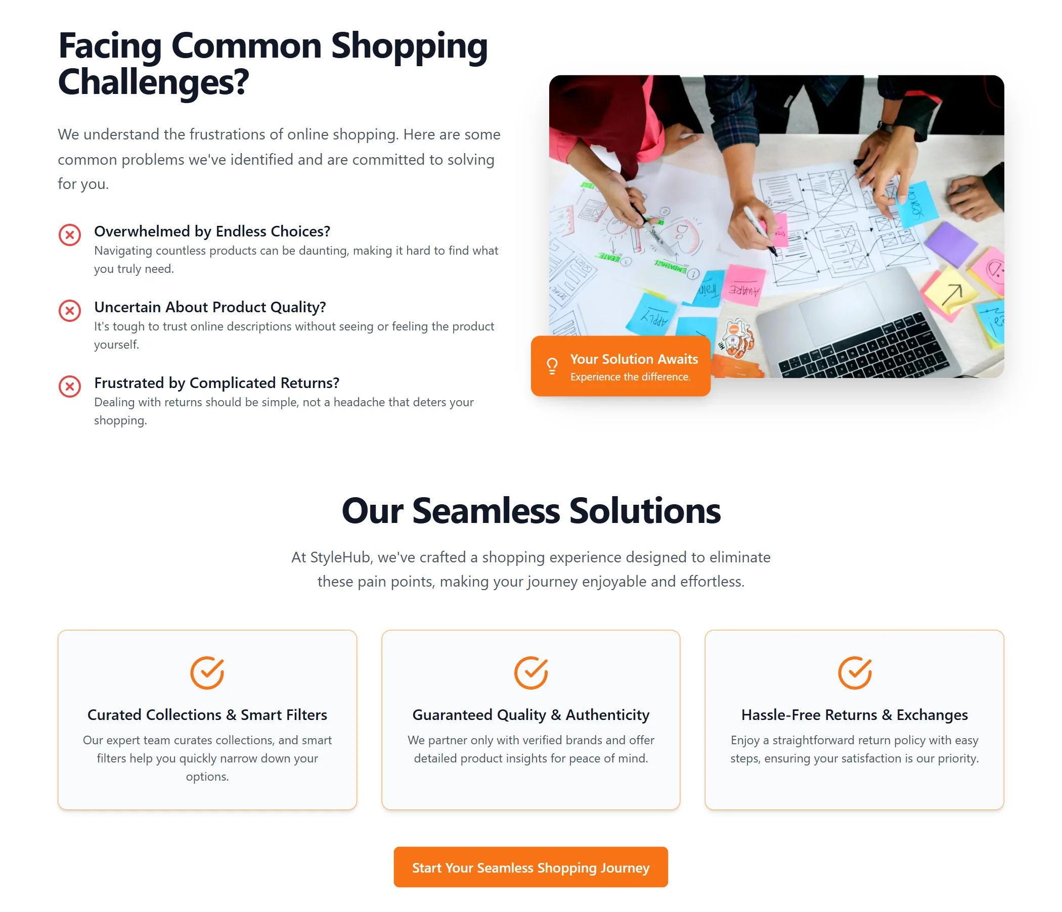 Problem-solution E-commerce Modern