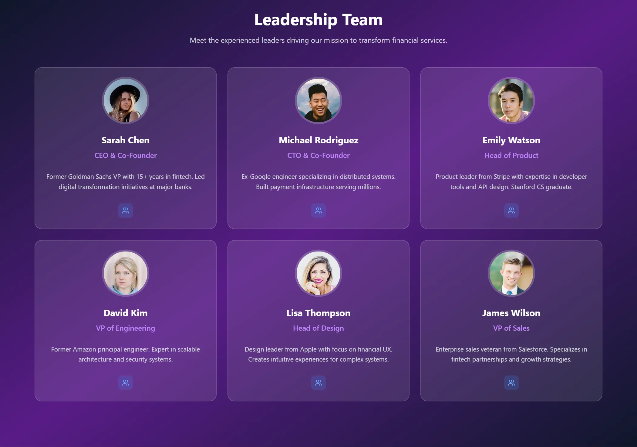 Team Fintech Glassmorphism