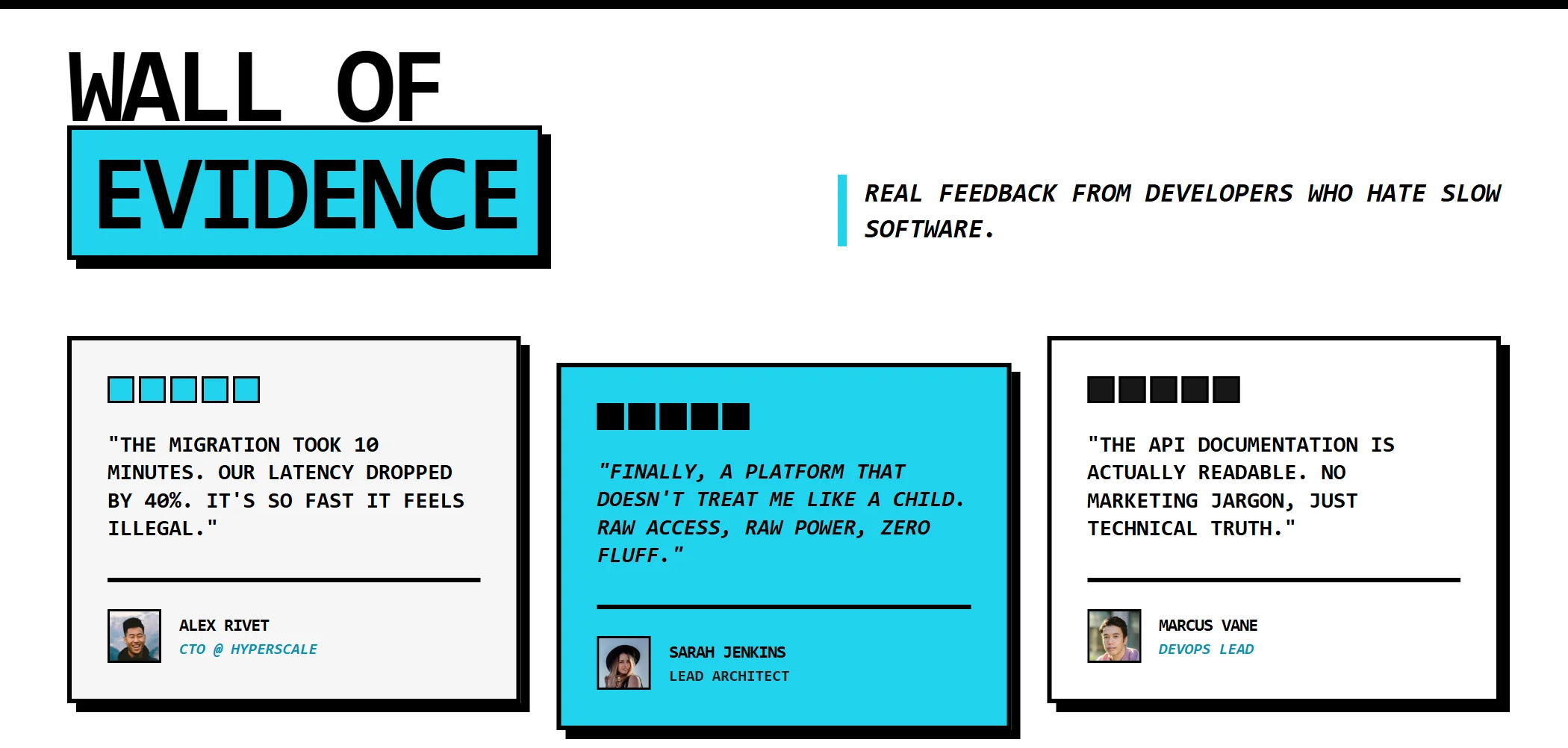 Testimonial SaaS Brutalist