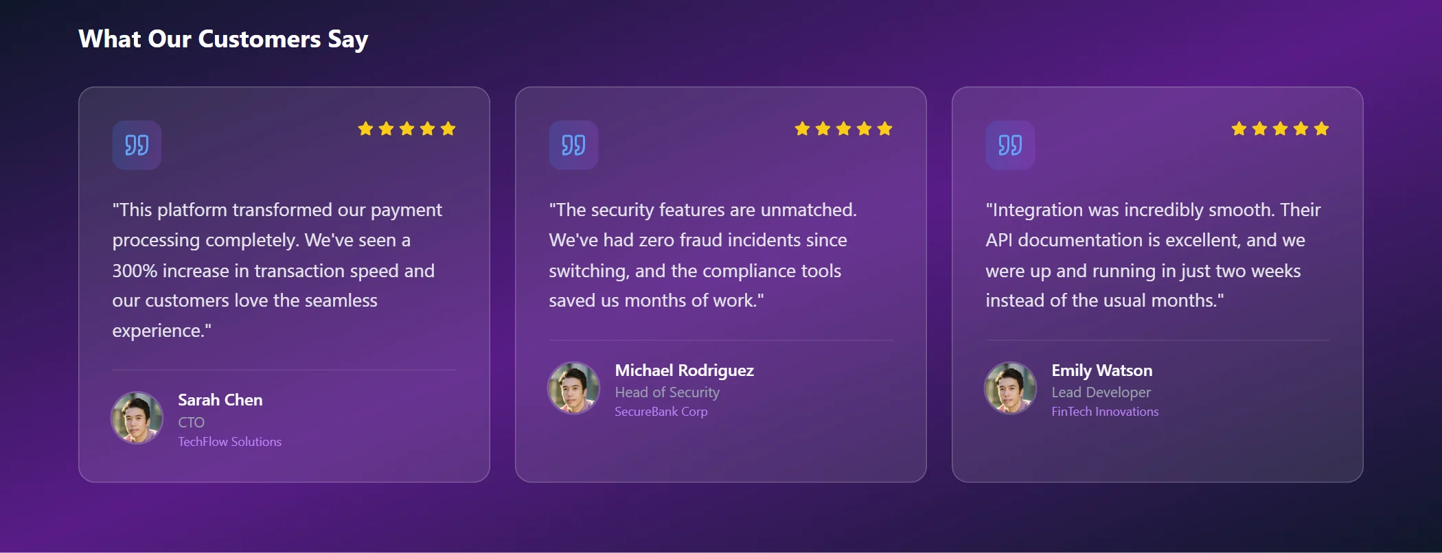 Testimonial Fintech Glassmorphism